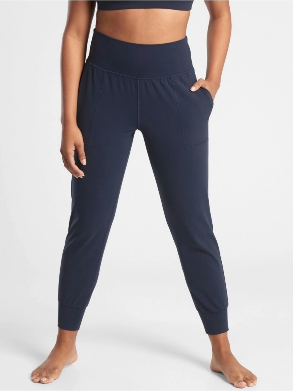 Athleta Salutation High Rise Jogger Powervita Pants Navy Blue Women's Size XS